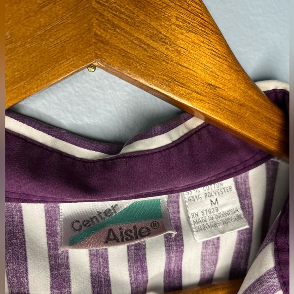 Vintage Center Aisle Purple Striped Button down M - Picture 3 of 11